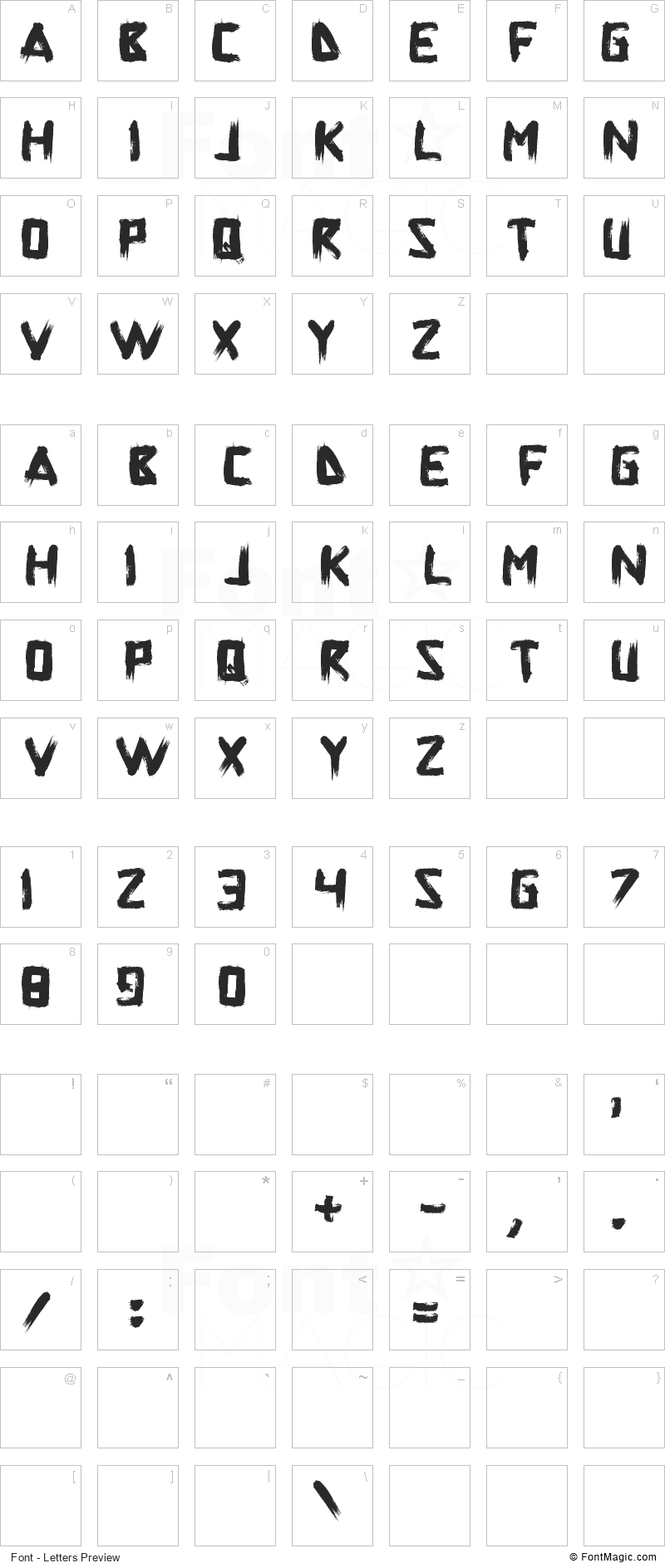 Superpower Synonym Font - All Latters Preview Chart